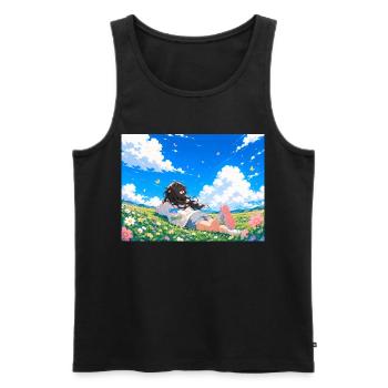 Rêves d’été sur la prairie fleurie - Débardeur bio Premium Homme - noir - Devant - Michal (187cm)