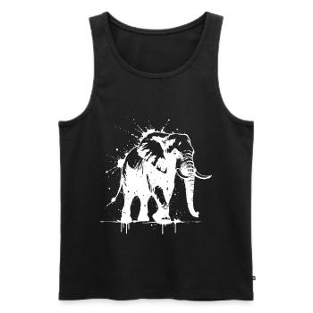 Éléphant Street Art Blanc - Débardeur bio Premium Homme - noir - Devant - Michal (187cm)