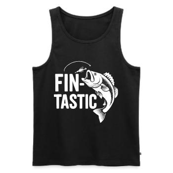 Fin-tastique ! Drôle de pêcheur et design de poisson géant - Débardeur bio Premium Homme - noir - Devant - Michal (187cm)