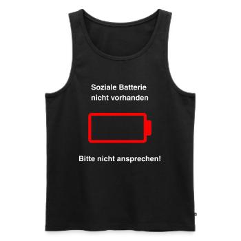 Soziale Batterie nicht vorhanden - Männer Premium Bio Tank Top - Schwarz - Vorne - Michal (187cm)
