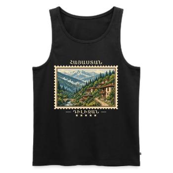 Marque de voyage vintage Armenia Dilijan - Débardeur bio Premium Homme - noir - Devant - Michal (187cm)