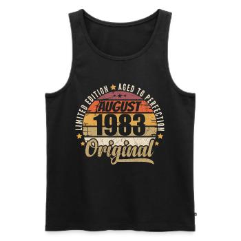 Août 1983 Anniversaire Vintage Rétro Août 1983 - Débardeur bio Premium Homme - noir - Devant - Michal (187cm)