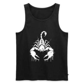 Scorpion éclaboussure blanc - Débardeur bio Premium Homme - noir - Devant - Michal (187cm)