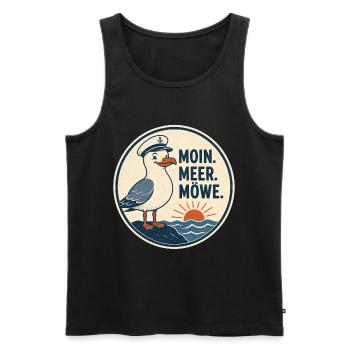 Moin Meer Möwe – Norddeutscher Küsten Spruch - Männer Premium Bio Tank Top - Schwarz - Vorne - Michal (187cm)