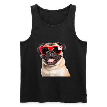Carlin cool avec des lunettes de soleil rouges - Débardeur bio Premium Homme - noir - Devant - Michal (187cm)