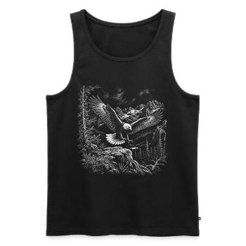 Pygargue à tête blanche volant avec un paysage montagneux - Débardeur bio Premium Homme - noir - Devant - Michal (187cm)