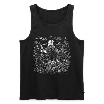 Fier pygargue à tête blanche dans un paysage montagneux - Débardeur bio Premium Homme - noir - Devant - Michal (187cm)