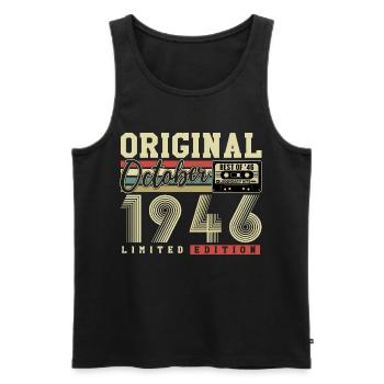 Original octobre 1946 – 80e anniversaire Rétro - Débardeur bio Premium Homme - noir - Devant - Michal (187cm)