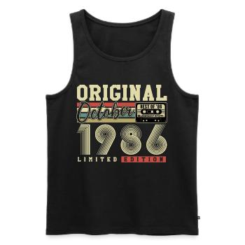 Original octobre 1986 – 40e anniversaire Rétro - Débardeur bio Premium Homme - noir - Devant - Michal (187cm)
