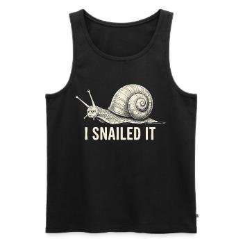 T-shirt cartoon Snailed It - Débardeur bio Premium Homme - noir - Devant - Michal (187cm)