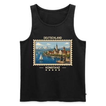 Deutschland Konstanz Vintage Reisemarke - Männer Premium Bio Tank Top - Schwarz - Vorne - Michal (187cm)