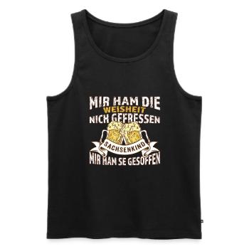 Sachsenkind – Mir ham die Weisheit gesoffen - Männer Premium Bio Tank Top - Schwarz - Vorne - Michal (187cm)