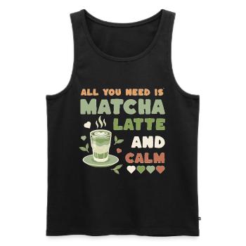Matcha Latte Calm Design - Débardeur bio Premium Homme - noir - Devant - Michal (187cm)