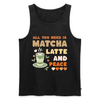 Matcha Latte Design - Débardeur bio Premium Homme - noir - Devant - Michal (187cm)