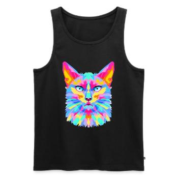 Explosion géométrique de chat - Débardeur bio Premium Homme - noir - Devant - Michal (187cm)