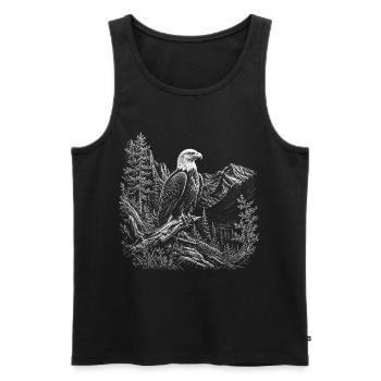 Pygargues à tête blanche dans un paysage montagneux paisible - Débardeur bio Premium Homme - noir - Devant - Michal (187cm)