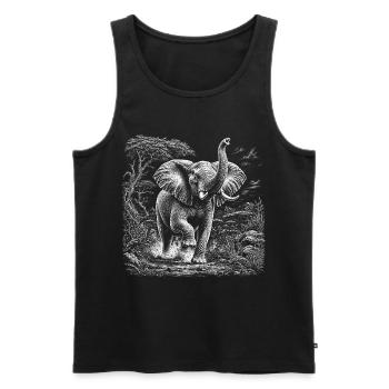 Éléphant sauvage dans la savane africaine - Débardeur bio Premium Homme - noir - Devant - Michal (187cm)