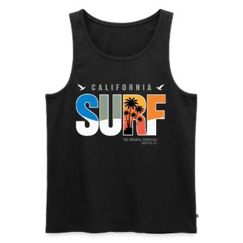 Surf California Palm Sunset - Men's Premium Organic Tank Top - black - Front - Michal (187cm)
