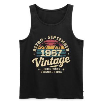 Vintage Septembre 1967 Édition Limitée Septembre - Débardeur bio Premium Homme - noir - Devant - Michal (187cm)