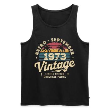 Vintage Septembre 1973 Édition Limitée Septembre - Débardeur bio Premium Homme - noir - Devant - Michal (187cm)