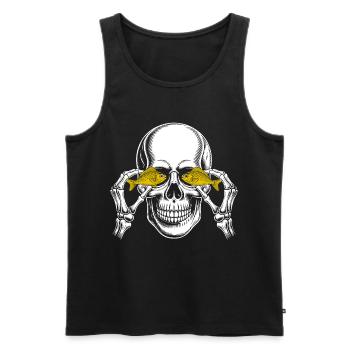 Crâne aux yeux de poisson jaunes - Débardeur bio Premium Homme - noir - Devant - Michal (187cm)