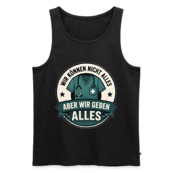Wir geben alles Mediziner Badge - Männer Premium Bio Tank Top - Schwarz - Vorne - Michal (187cm)