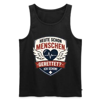 Rettungshelden Badge: Heute Schon Gerettet - Männer Premium Bio Tank Top - Schwarz - Vorne - Michal (187cm)