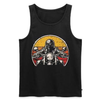 Retro Motorradfahrer im Sonnenuntergang - Männer Premium Bio Tank Top - Schwarz - Vorne - Michal (187cm)