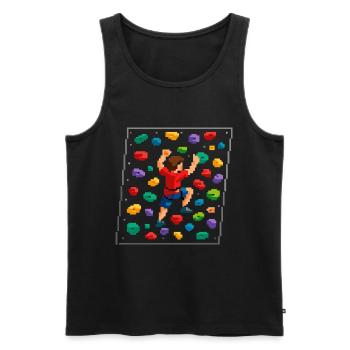 Retro Pixel Art Bouldering 8-Bit Climbing Wall - Men's Premium Organic Tank Top - black - Front - Michal (187cm)