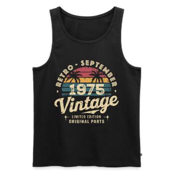 Vintage Septembre 1975 Édition Limitée Septembre - Débardeur bio Premium Homme - noir - Devant - Michal (187cm)