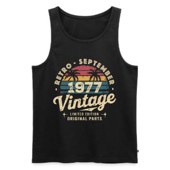 Vintage Septembre 1977 Édition Limitée Septembre - Débardeur bio Premium Homme - noir - Devant - Michal (187cm)
