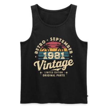 Vintage September 1981 Limited Edition September - Männer Premium Bio Tank Top - Schwarz - Vorne - Michal (187cm)