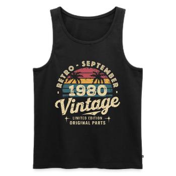 Vintage Septembre 1980 Édition Limitée Septembre - Débardeur bio Premium Homme - noir - Devant - Michal (187cm)