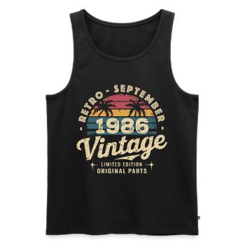 Vintage Septembre 1986 Édition Limitée Septembre - Débardeur bio Premium Homme - noir - Devant - Michal (187cm)