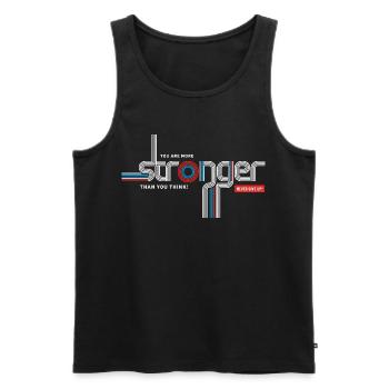 Stronger Than You Think Typography - Men's Premium Organic Tank Top - black - Front - Michal (187cm)