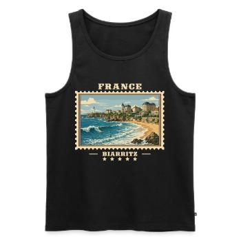 Frankreich Biarritz Vintage Reisemarke - Männer Premium Bio Tank Top - Schwarz - Vorne - Michal (187cm)