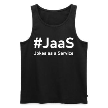JaaS – Jokes as a Service | Lustiger IT-Spruch - Männer Premium Bio Tank Top - Schwarz - Vorne - Michal (187cm)