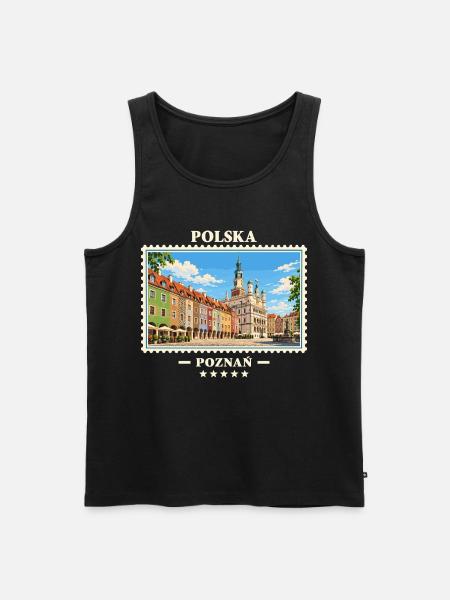 Polska Poznań Vintage Reisemarke - Männer Premium Bio Tank Top - Schwarz