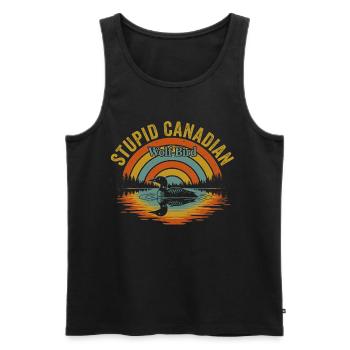 Stupid Canadian Wolf Bird - Männer Premium Bio Tank Top - Schwarz - Vorne - Michal (187cm)