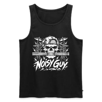 Noisy Guy Drummer Skull - Männer Premium Bio Tank Top - Schwarz - Vorne - Michal (187cm)