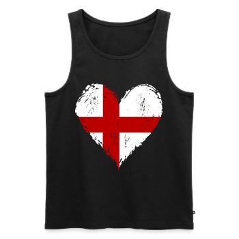 England Herzflagge Grunge - Männer Premium Bio Tank Top - Schwarz - Vorne - Michal (187cm)