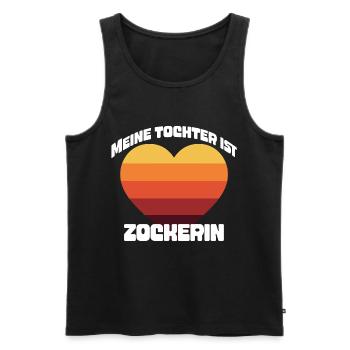 Meine Tochter ist Zockerin T-Shirt | Retro Gaming - Männer Premium Bio Tank Top - Schwarz - Vorne - Michal (187cm)