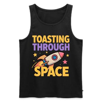 Toast-Rakete – Toasting Through Space - Männer Premium Bio Tank Top - Schwarz - Vorne - Michal (187cm)