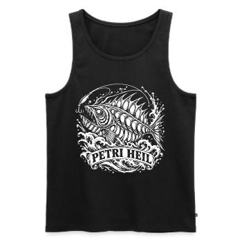 Petri Heil. Monsterfisch aus der Tiefsee. - Männer Premium Bio Tank Top - Schwarz - Vorne - Michal (187cm)
