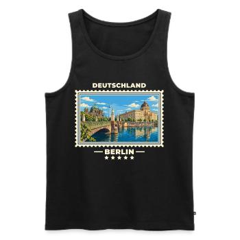 Deutschland Berlin Vintage Reisemarke - Männer Premium Bio Tank Top - Schwarz - Vorne - Michal (187cm)