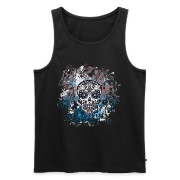 Skull Mexican Sugar Skull Flowers - Men's Premium Organic Tank Top - black - Front - AI Model Male 178 light (178cm)