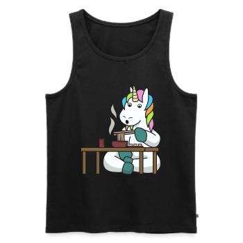 Unicorn mythical creatures eat gift asian noodles - Men's Premium Organic Tank Top - black - Front - Michal (187cm)