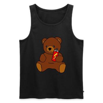 Teddy-Bär mit Energy Drink - Männer Premium Bio Tank Top - Schwarz - Vorne - AI Model Male 178 light (178cm)