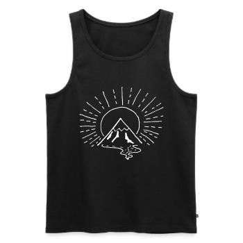 Mountain Sun Gift Fineliner Ink Inktober Campi - Men's Premium Organic Tank Top - black - Front - AI Model Male 178 light (178cm)
