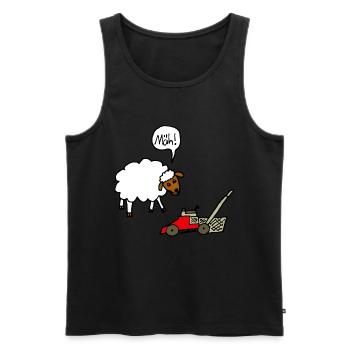 Schaf und Rasenmäher lustiger Comic Spruch Witz - Männer Premium Bio Tank Top - Schwarz - Vorne - Michal (187cm)